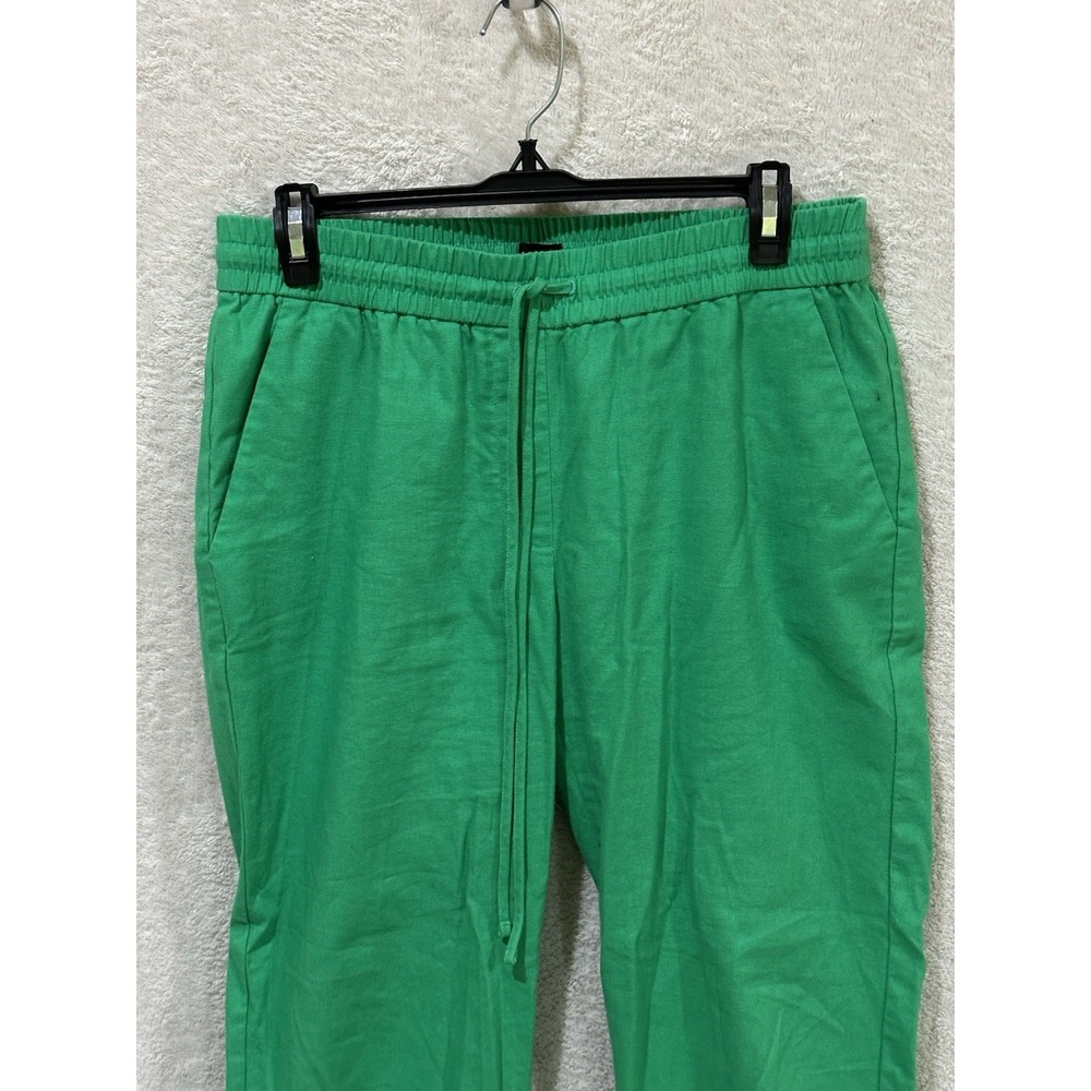 J Crew Pants Womens Size 6 Kelly Green Cotton Linen Pull On‎ Drawstring - Picture 2 of 9